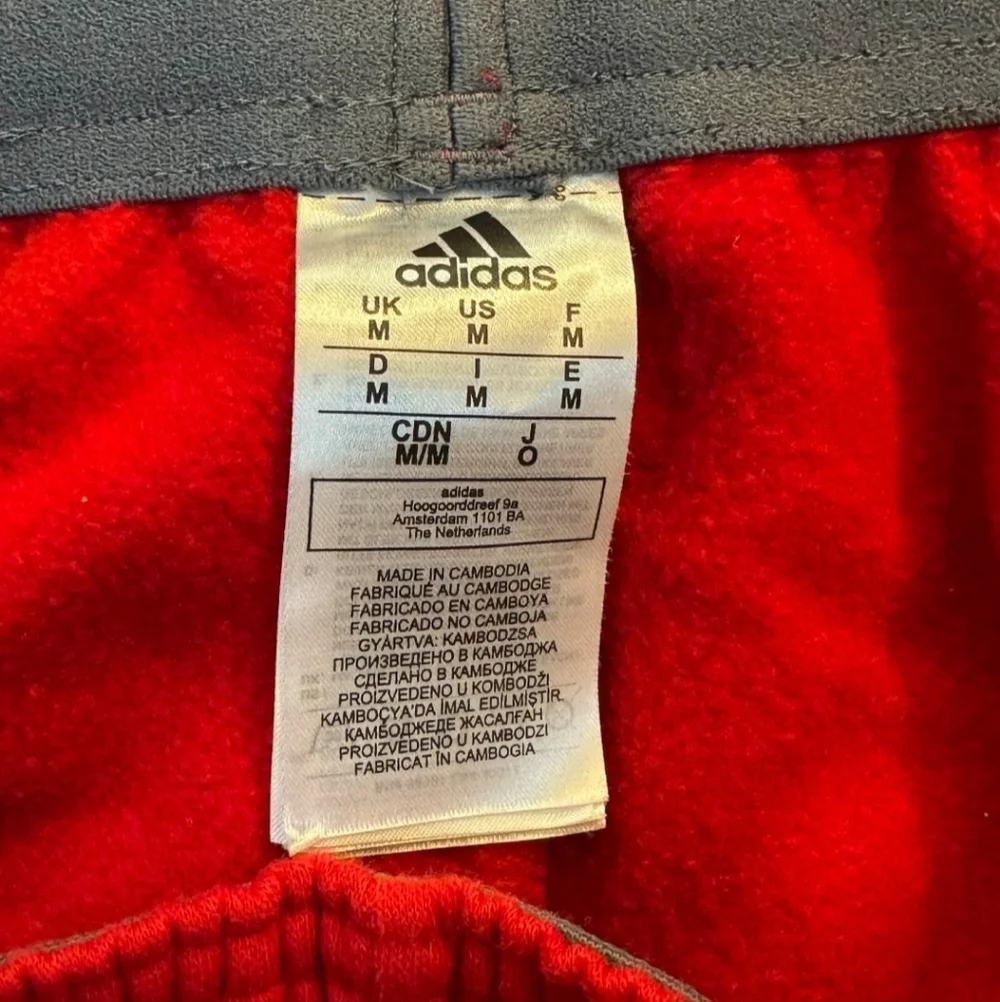Adidas Red Straight Leg Sweatpants Men's Medium M Pockets Drawstring Logo EUC